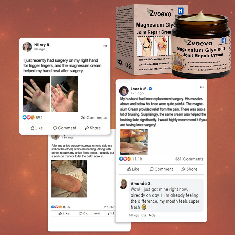 ✅ Zvoevo® Magnesium Glycinate Joint Repair Cream (Effective relief for arthritis, nerve pain, muscle spasms, rheumatic conditions, and sports injuries)