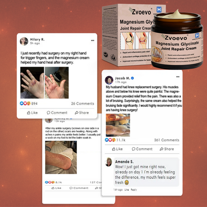 ✅ Zvoevo® Magnesium Glycinate Joint Repair Cream (Effective relief for arthritis, nerve pain, muscle spasms, rheumatic conditions, and sports injuries)