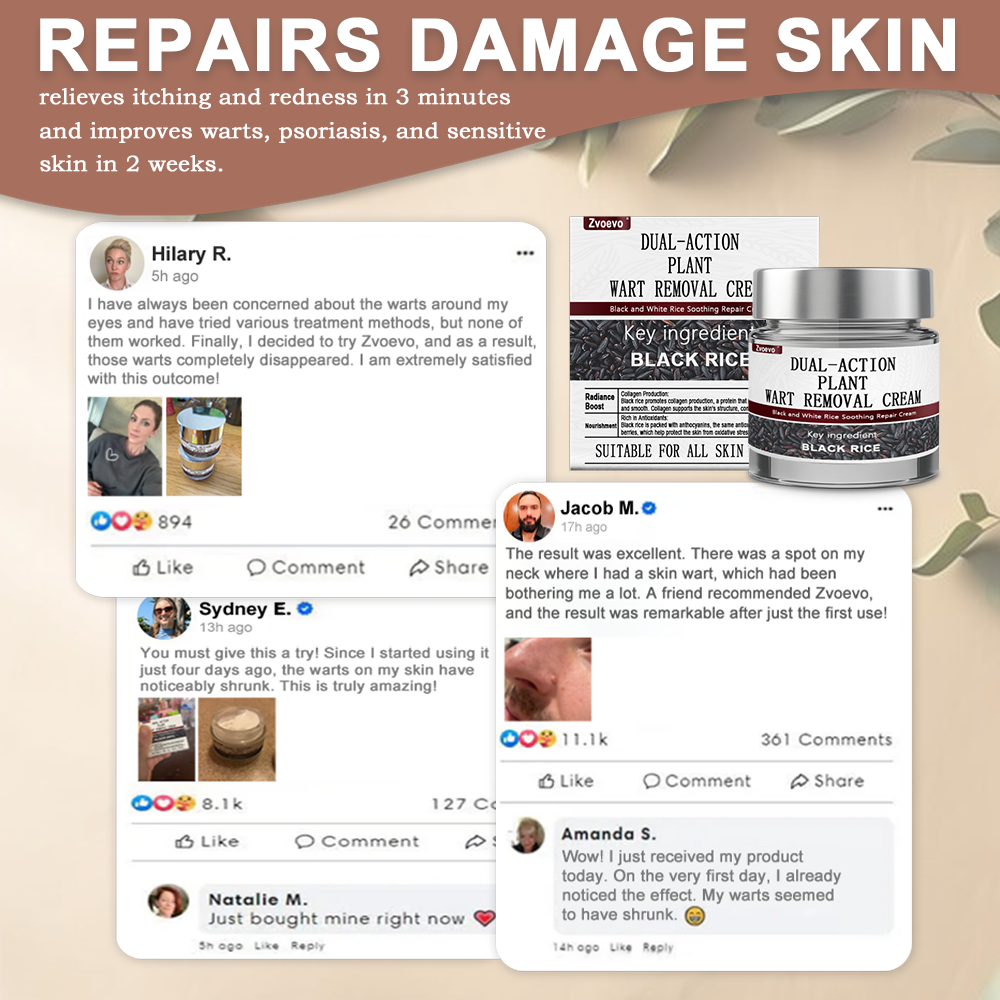 50% Discount Zvoevo® Black Rice Skin Repair Essence Cream 👨‍⚕️ MHRA Certified (Eliminates warts and skin tags, relieves psoriasis, improves keratin build-up and follicular keratinization, fades pigmentation, sun spots & age spots)